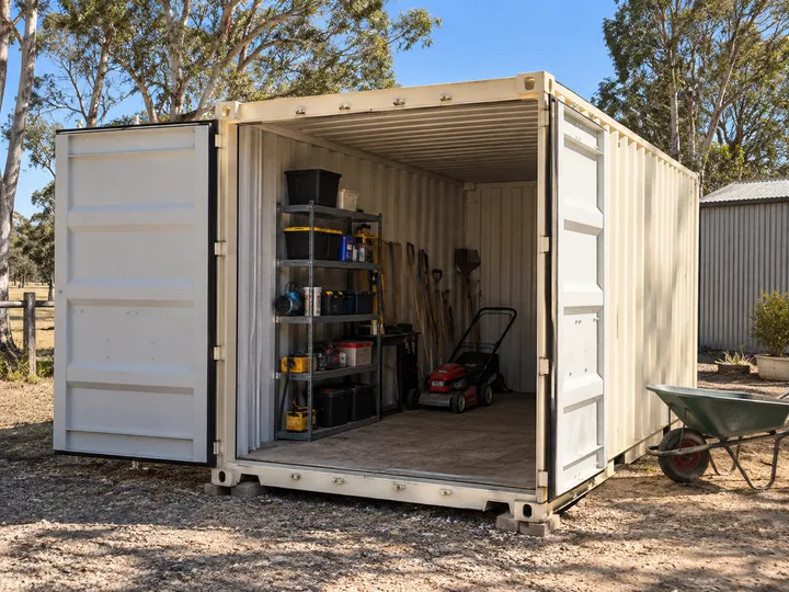 Illustrative container storage scene in an Australian setting
